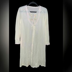 Gossard vintage nightgown front tie medium embroidered floral cottage core ivory